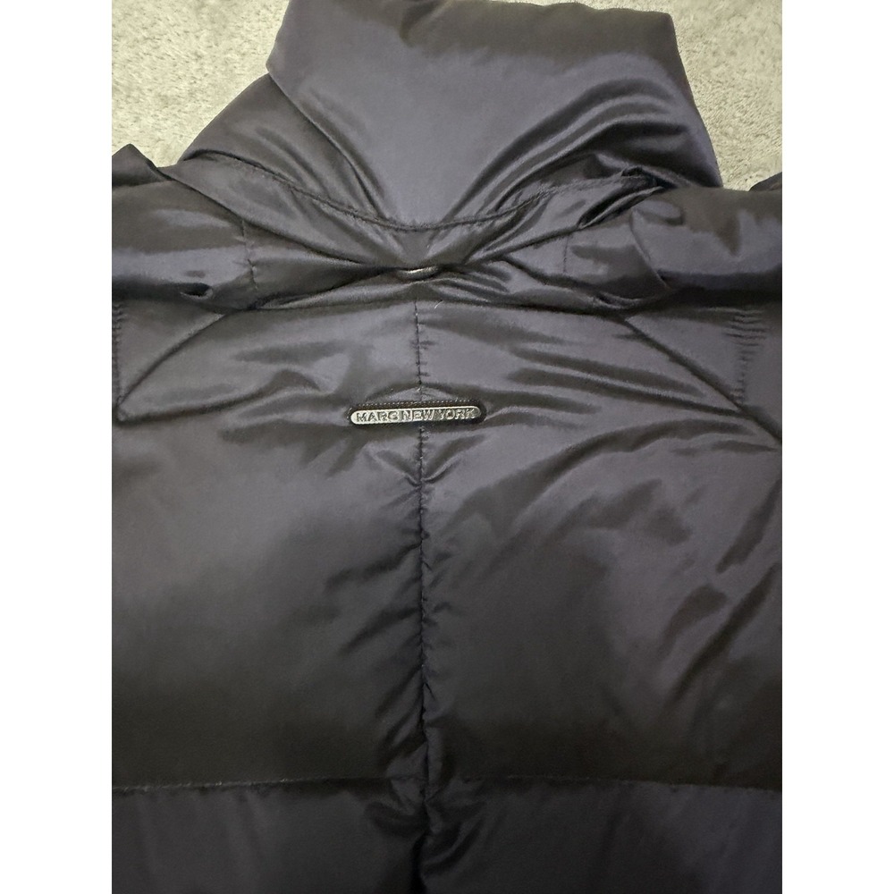 Marc New York Women's Puffer Quilted DOWN vest Blue Large Hidden Hood - Picture 4 of 8